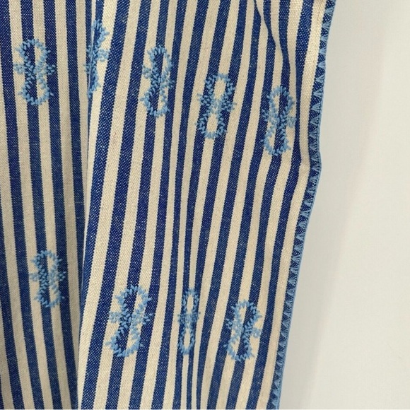 Tuckernuck Sullivan Embroidered Canvas Caftan sz M Blue Stripe Mini Swim Cover - Picture 6 of 8
